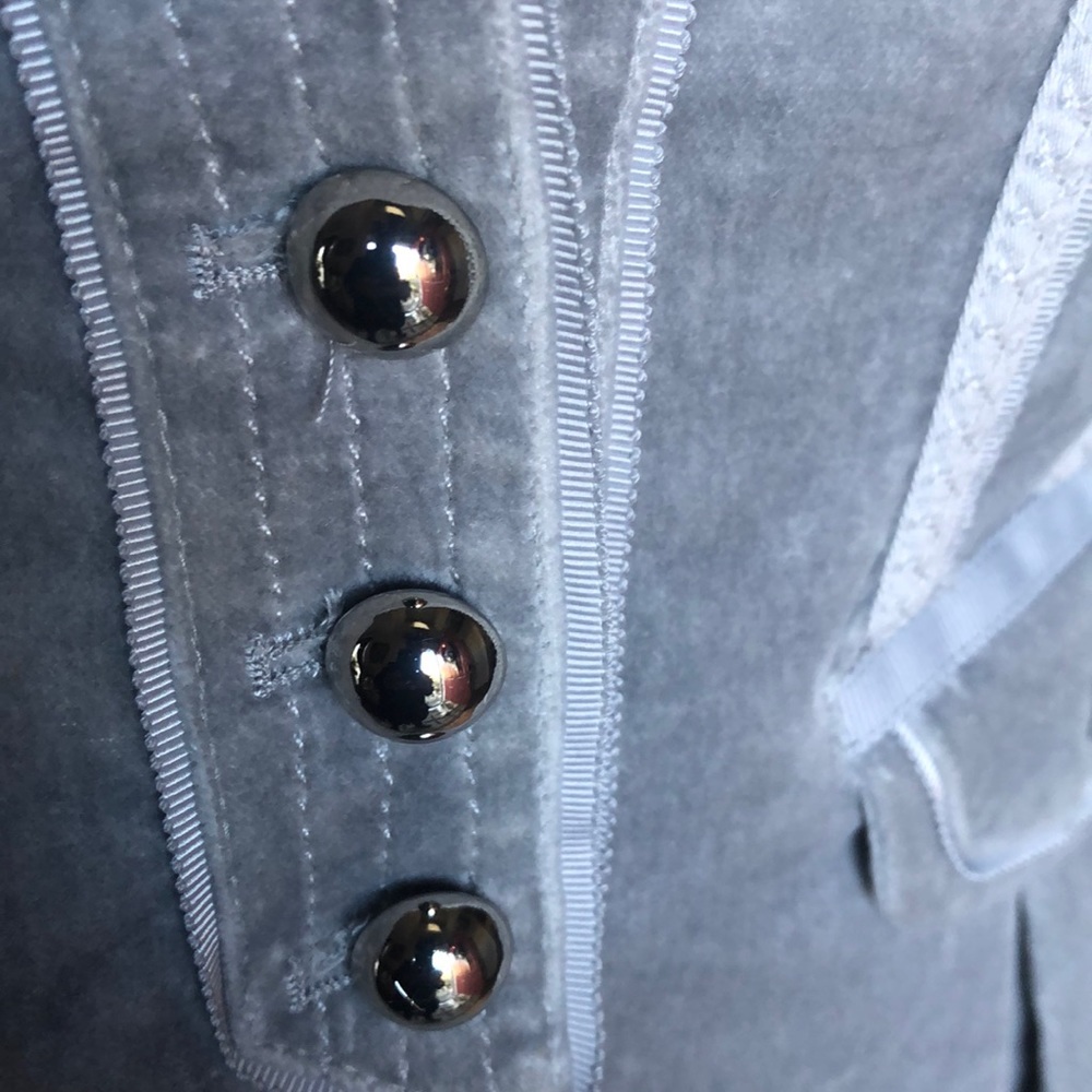 White House Black Market Light Gray Velvet Fitted Blazer - Picture 4 of 9